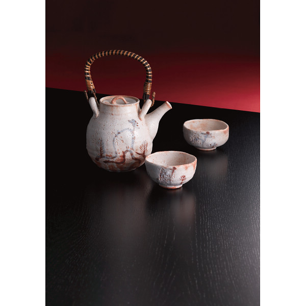 志野山文つる手土瓶茶器のサムネイル画像1