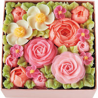 食べられるお花のボックスフラワーケーキ（ピンク）