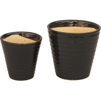 陶器植木鉢２点セット ブラック 