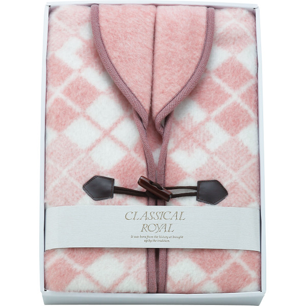 ジャカード織　衿付きアクリルベスト ピンクのサムネイル画像1