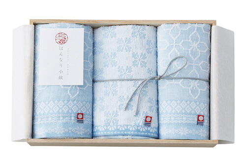 はんなり小紋　フェイス・ウォッシュタオルセット（木箱入）