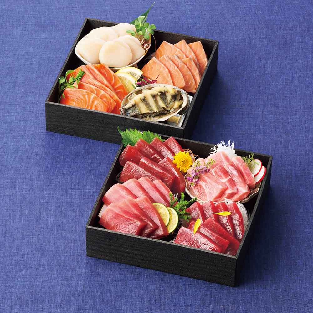 雫監修　天然マグロのお刺身　海鮮おせち　二段重