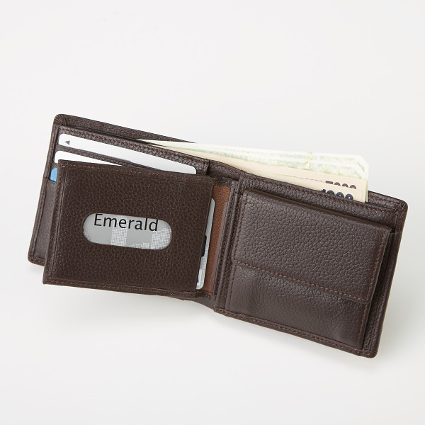 アッシュエル　メンズパスケース付二つ折財布 ブラウンのサムネイル画像1