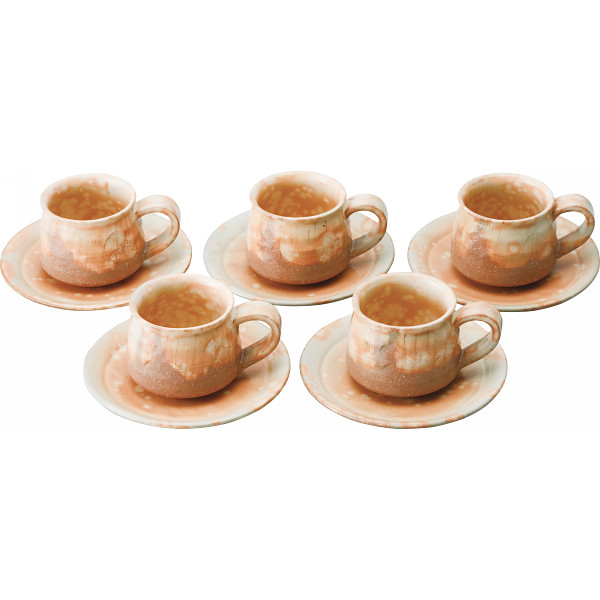萩焼　彩土　珈琲碗皿５客揃の商品画像