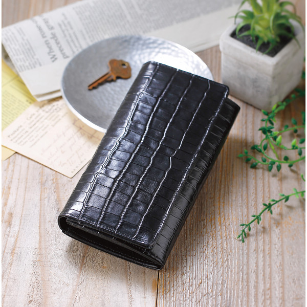 カンサイセレクション　レディース型押し長財布 ブラックのサムネイル画像2