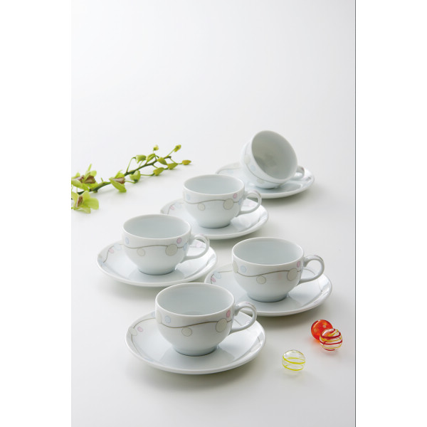 ミスターボス　カラードシルキー　コーヒー碗皿５客セットの商品画像