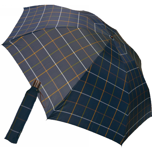 ケンショウ・アベ　先染格子ミニ折りたたみ傘 ネイビーの商品画像