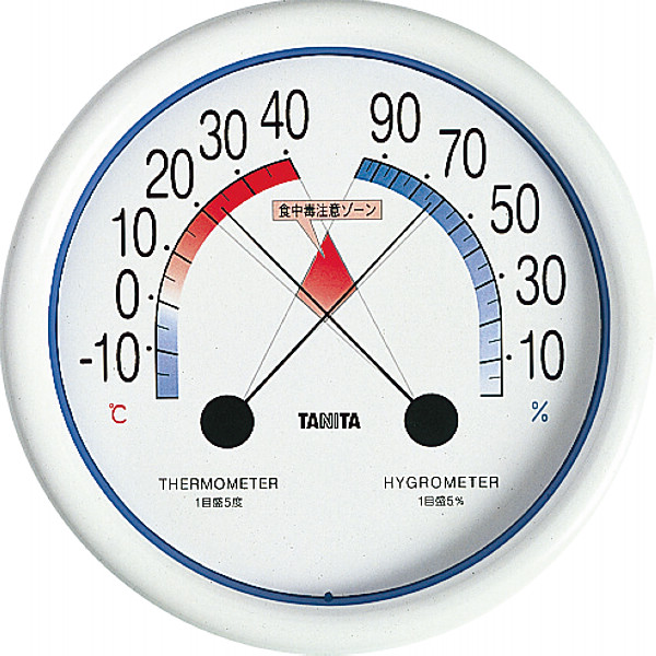 タニタ　食中毒注意ゾーン付温湿度計 ホワイトの商品画像
