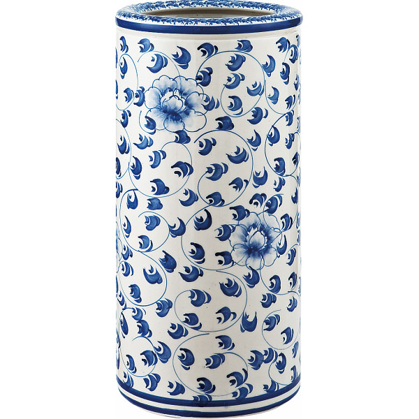 陶器傘立て白・青／花柄 | シャディギフトモール