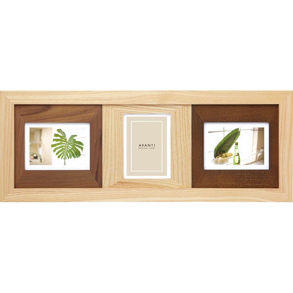 木製フォトフレーム　３窓 ナチュラルの商品画像