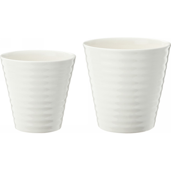 陶器植木鉢２点セット ホワイトの商品画像