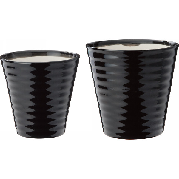 陶器植木鉢２点セット ブラックの商品画像