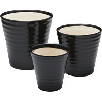 陶器植木鉢３点セット ブラック 
