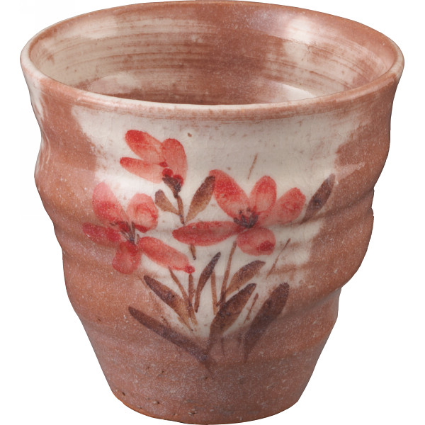 清水焼　赤草花　フリーカップの商品画像