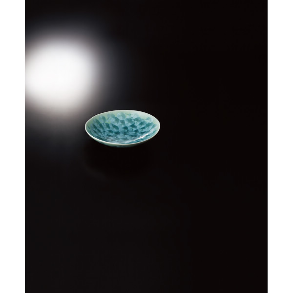 清水焼　花結晶（緑）　楕円鉢のサムネイル画像1