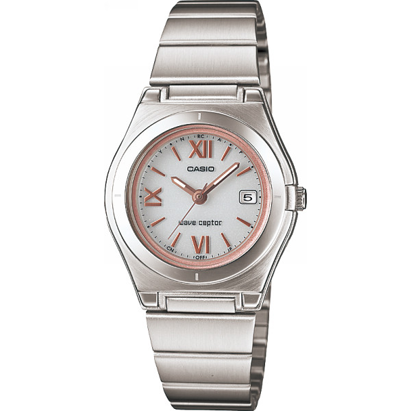 カシオ　ソーラー電波レディース腕時計 ホワイト／ピンクの商品画像