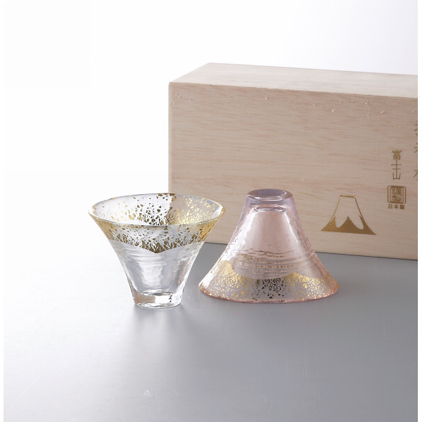 招福杯　富士山　ペア冷酒杯（金透き・金さくら）の商品画像
