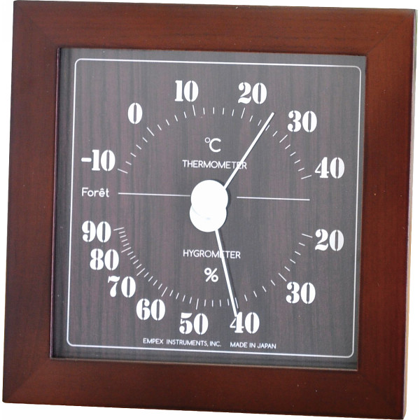 エンペックス　フォレ　温湿度計（掛置兼用） ダークブラウンの商品画像
