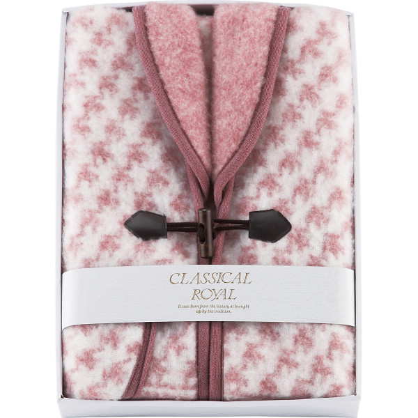 衿付ジャカード織アクリルベスト ピンクの商品画像