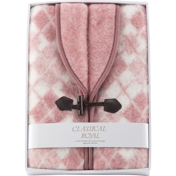 ジャカード織　衿付きアクリルベスト ピンクの商品画像