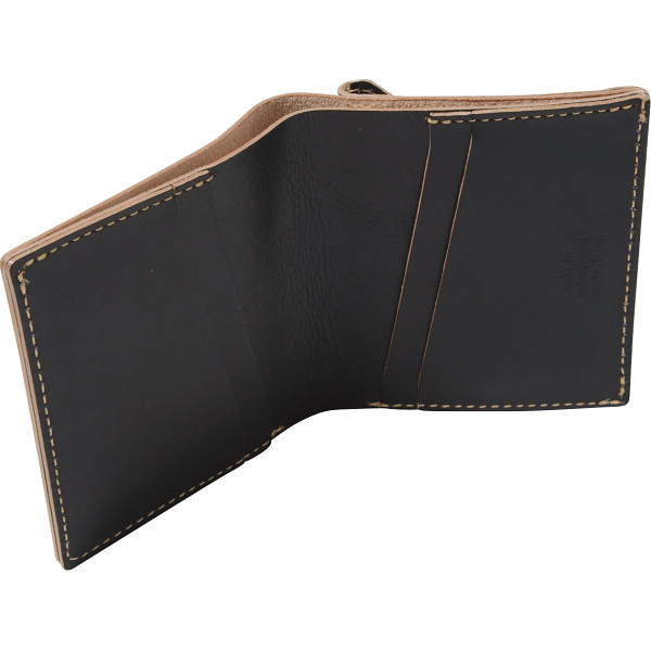 ｍ，ｉ，ｕ，ｏ．ｊ　ヌメ革　二つ折り財布 ブラックのサムネイル画像1