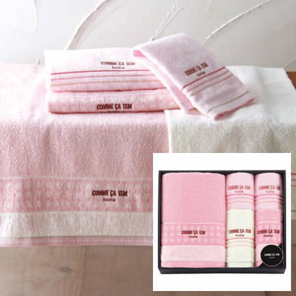コムサイズム・ホーム　バス・フェイス・ウォッシュタオルセット ピンクの商品画像