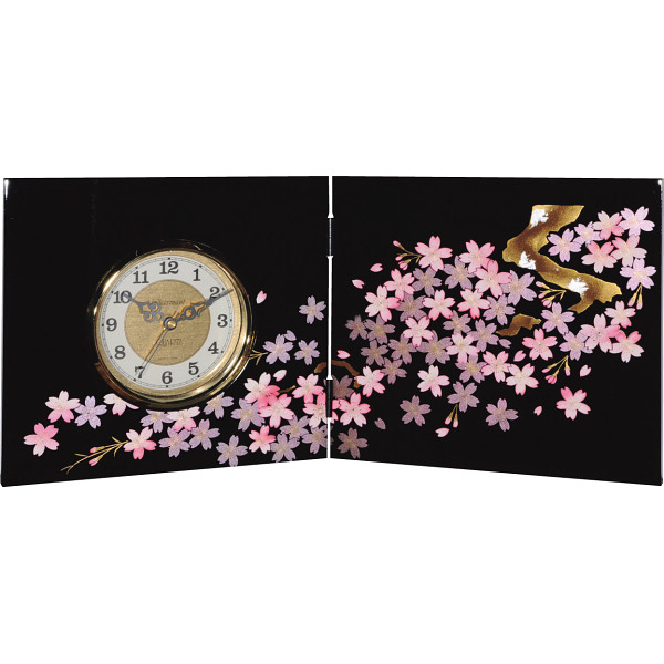 紀州塗　雅桜　屏風時計の商品画像