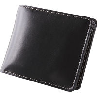 ｍ，ｉ，ｕ，ｏ．ｊ　ヌメ革　二つ折財布（メンズ） ブラック 