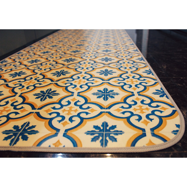 キッチンマット モロッコタイル柄ブルーのサムネイル画像1