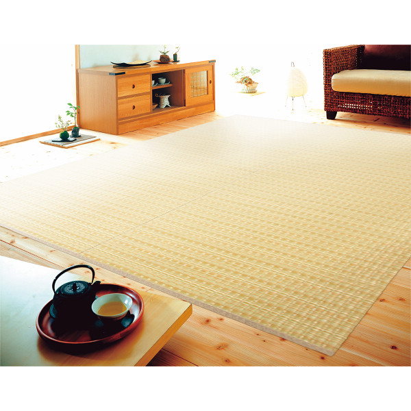 日本製ペット対応洗えるい草風カーペット＜６畳＞のサムネイル画像1