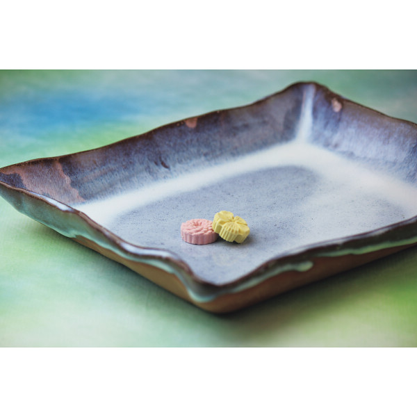 萩焼　翔　角皿　白釉のサムネイル画像1