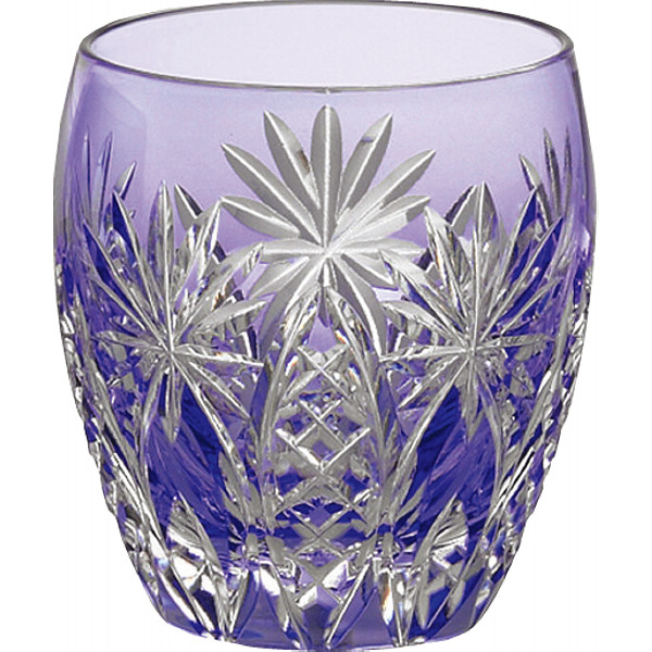 ＫＡＧＡＭＩ　江戸切子　ロックグラス 紫の商品画像