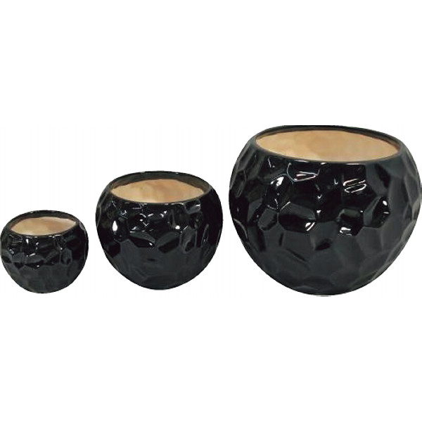 陶器植木鉢３点セット ブラックの商品画像