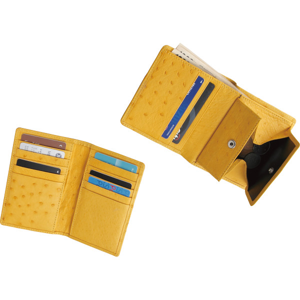 オーストリッチ財布＆カードケースセット マスタードのサムネイル画像1