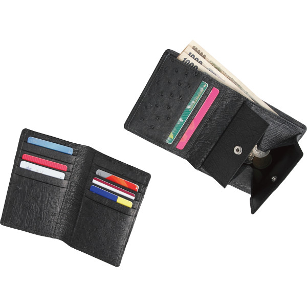 オーストリッチ財布＆カードケースセット ブラックのサムネイル画像1