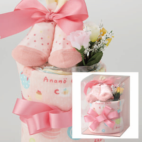 プチおむつケーキ　アナノカフェ　おむつＳサイズ ピンクの商品画像