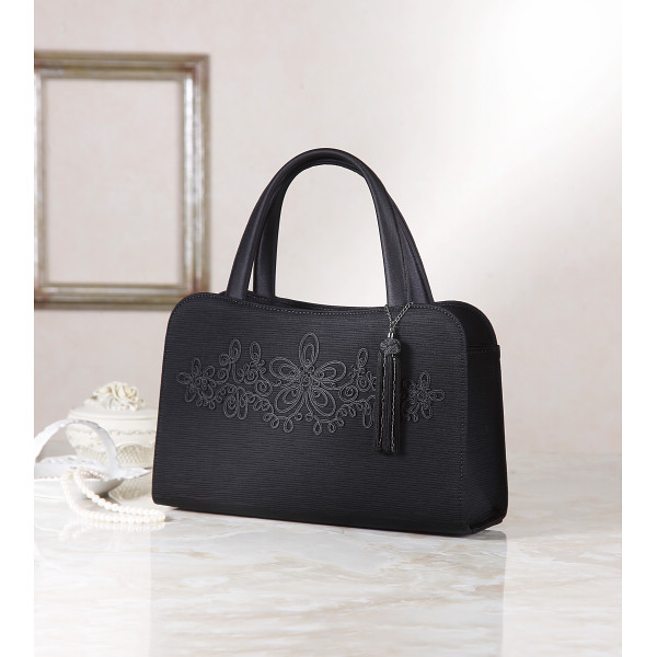 岩佐　米沢織コード刺繍トートバッグ ブラックのサムネイル画像2