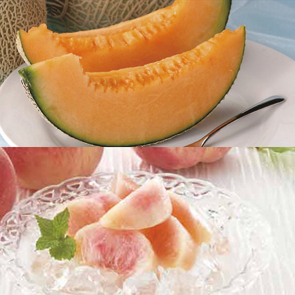 赤果肉メロン＆光センサー桃の詰合せのサムネイル画像1