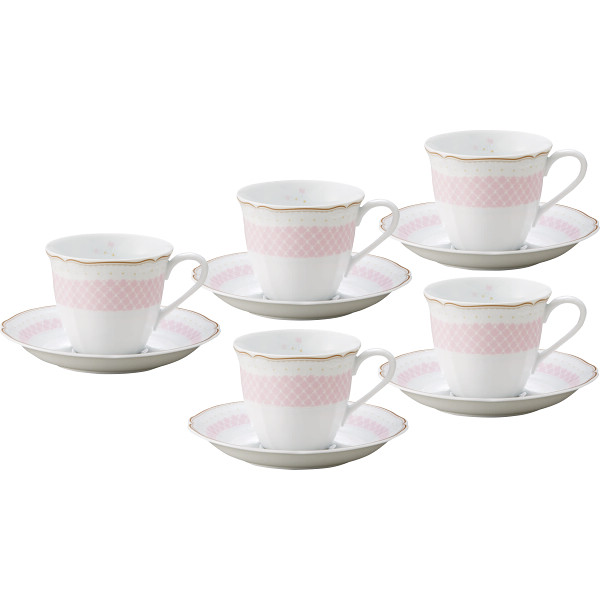 ノリタケ　デイジーベル　コーヒー碗皿５客セット（ピンク）の商品画像