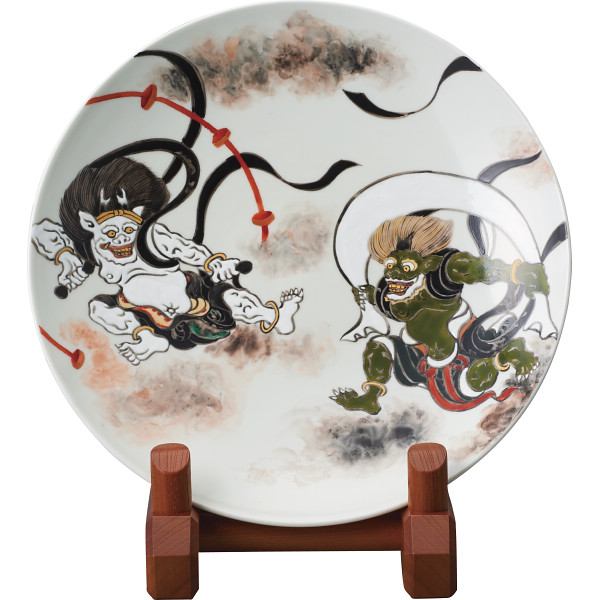 清水焼 清水焼 風神雷神図 立付 飾り皿 ｋｍｇ １８７ シャディ ギフトモール