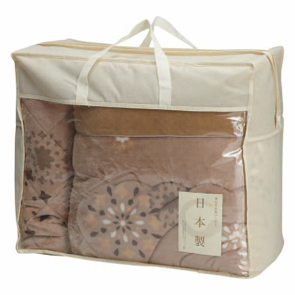 日本製　吸湿発熱わた入り　やわらかタッチ毛布ふとん＆敷パットセットのサムネイル画像1