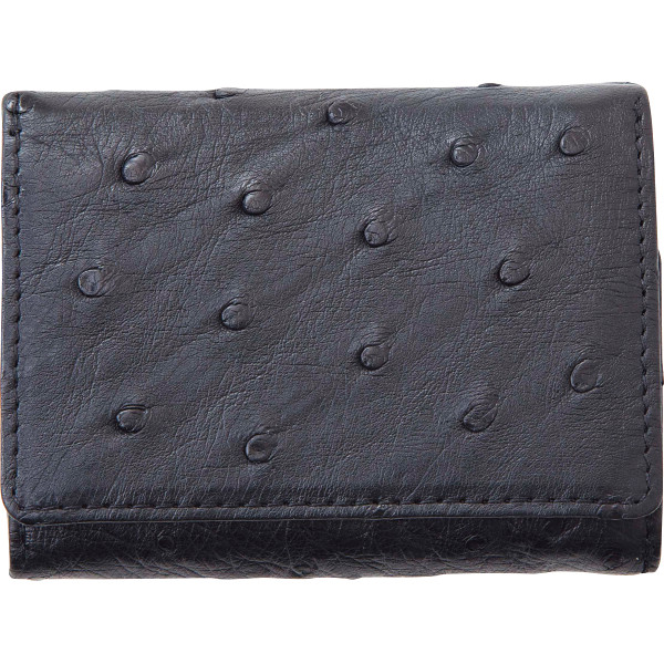 オーストリッチ コンパクト三つ折り財布ブラック | シャディギフトモール