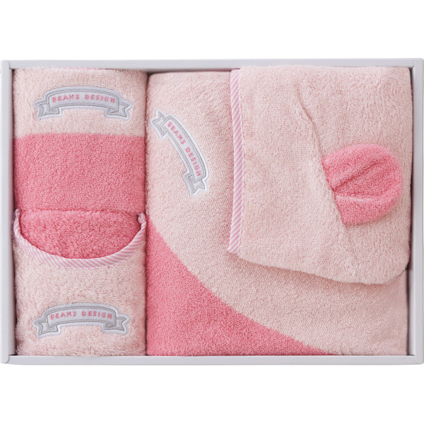 ＢＥＡＭＳ　ＤＥＳＩＧＮ　スタイ・ポンチョ・ウォッシュタオルセット ピンクの商品画像