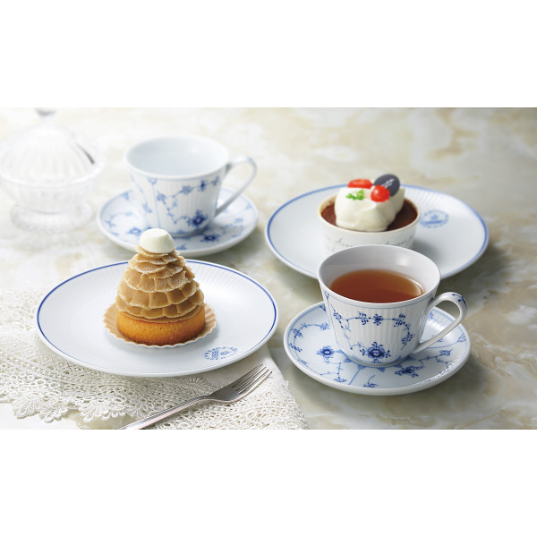 ロイヤル　コぺンハーゲン　ブルーフルーテッド　プレイン　カップ＆ソーサー　ペアのサムネイル画像1