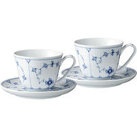 ロイヤル　コぺンハーゲン　ブルーフルーテッド　プレイン　カップ＆ソーサー　ペア