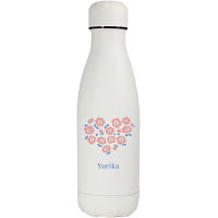 瓶型ステンレスボトル４００お花ホワイト（お名入れ）
