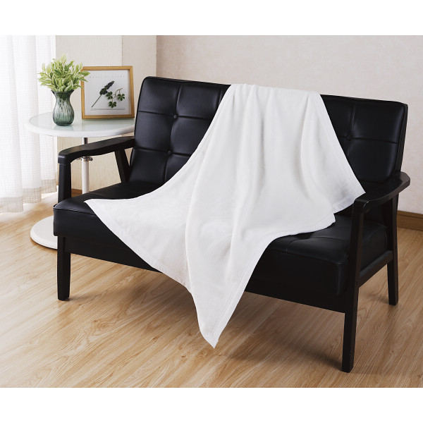 やわらかコットン１００％綿マイヤーひざ掛け 白のサムネイル画像1