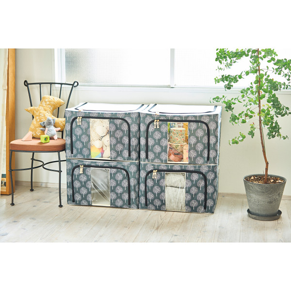 北欧調柄スタッキング窓付き収納ボックス　４個セット ナイトツリーのサムネイル画像2