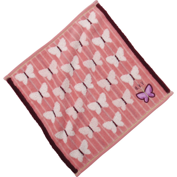 アーヴェーヴェー　婦人タオルハンカチ　２３蝶 ピンクの商品画像