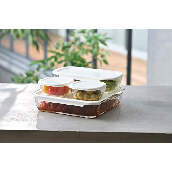 ハリオ　スタッキング耐熱ガラスコンテナ・スクエア４個セットのサムネイル画像2